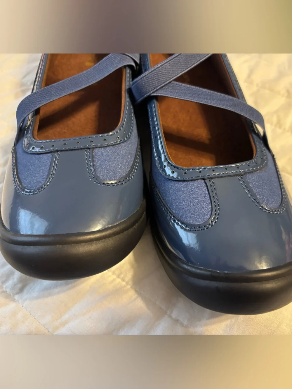 Lands End Mary Jane Blue Comfort Dress Shoe Size 6B‎ New!